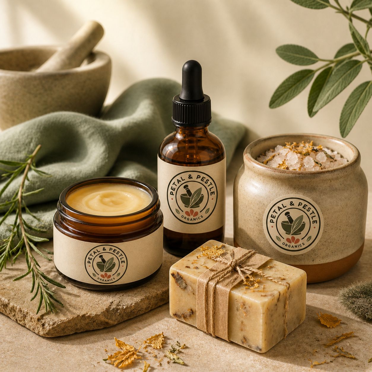 Petal and Pestle skincare routine products